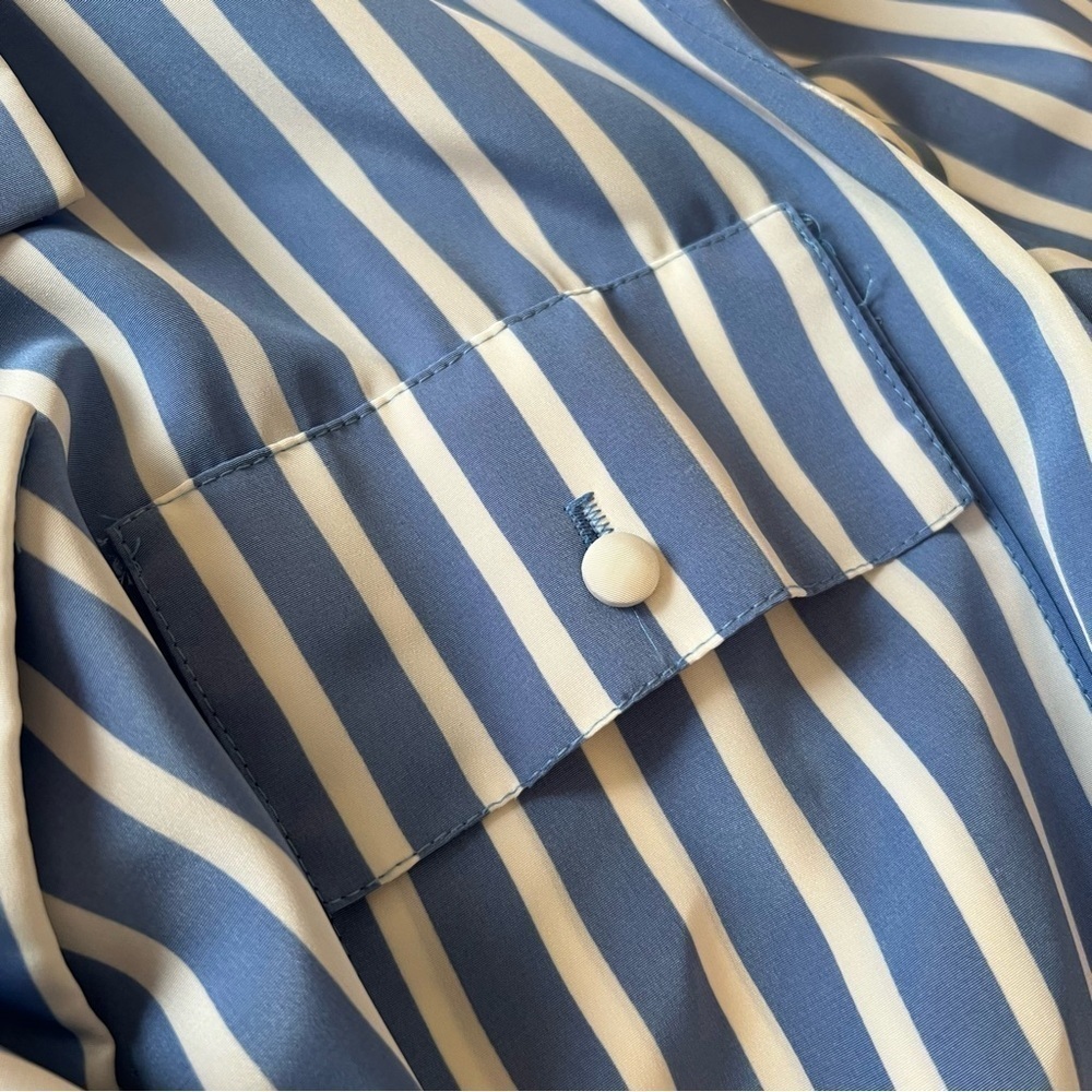 True 80sVintage DIANE VON FURSTENBERG Blue White Strips DVF Midi Wrap Dress 12 - Picture 9 of 17